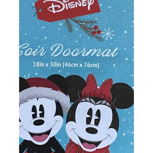 Disney Mickey Minnie Mouse Christmas Holiday  Coir Door Mat 18 X 30” Outdoor NEW - Picture 3 of 8